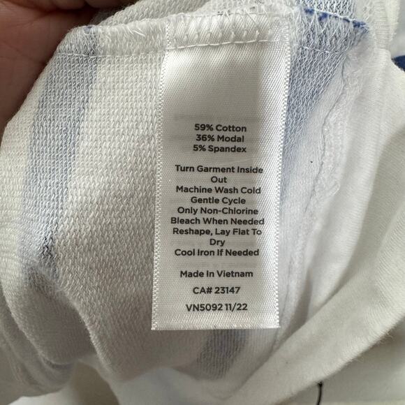 T by Talbots Striped Quarter Zip Pullover Sweatshirt XL Blue Green White Casual - Picture 3 of 10